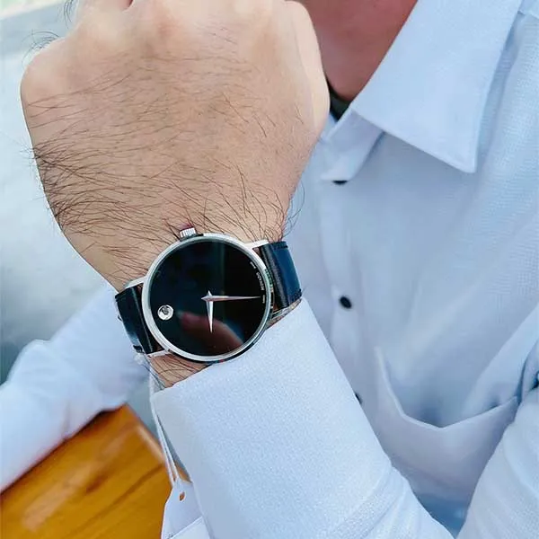 Đồng Hồ Nam Movado Quartz Watch With Black Leather 0607312 Màu Đen - Đồng hồ - Vua Hàng Hiệu