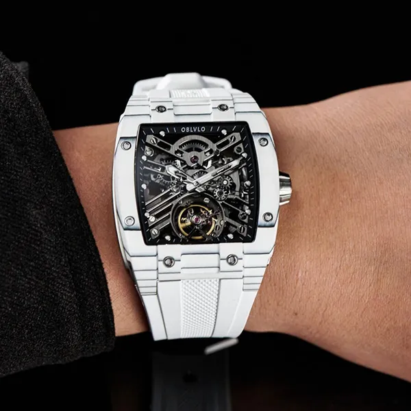 Đồng Hồ Nam Oblvlo Sport EM-ST-SBWW Màu Đen Trắng