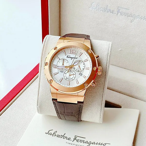 Đồng Hồ Nam Salvatore Ferragamo F-80 Firenze Chronograph Quartz Watch SFEX00419 Màu Nâu - Đồng hồ - Vua Hàng Hiệu