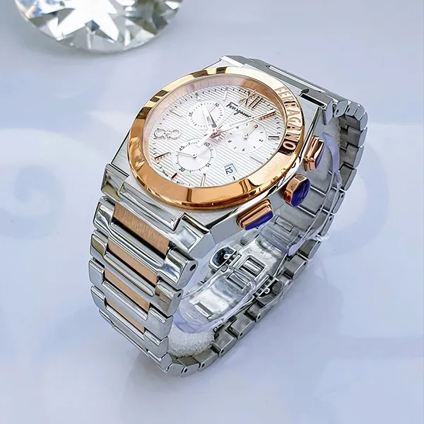 Đồng Hồ Nam Salvatore Ferragamo SFMR00622 Vega Chronograph Watch 42mm Màu Bạc Trắng