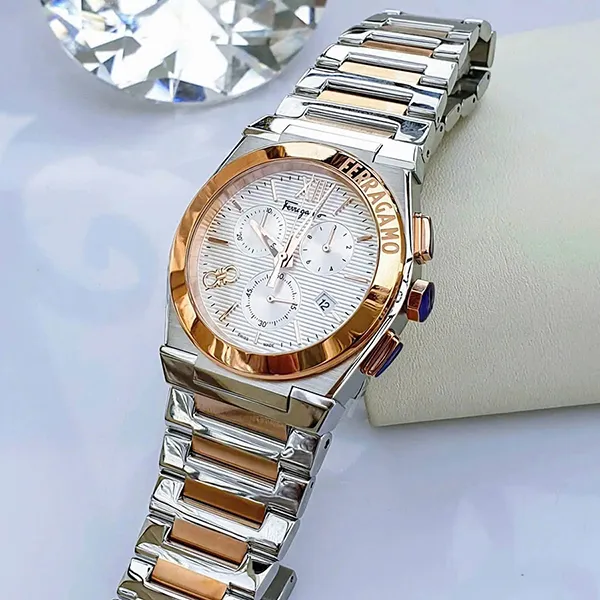 Đồng Hồ Nam Salvatore Ferragamo SFMR00622 Vega Chronograph Watch 42mm Màu Bạc Trắng