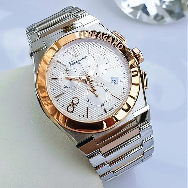 Đồng Hồ Nam Salvatore Ferragamo SFMR00622 Vega Chronograph Watch 42mm Màu Bạc Trắng
