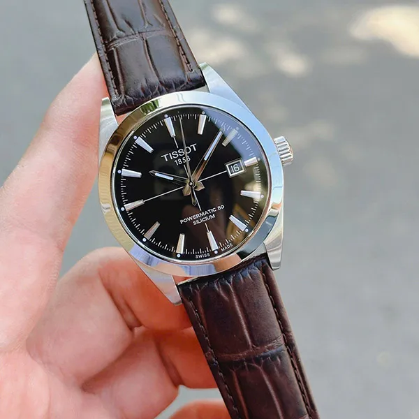 Đồng Hồ Nam Tissot Gentleman Powermatic 80 Silicium T127.407.16.051.01 (T1274071605101) Màu Nâu Đen - Đồng hồ - Vua Hàng Hiệu