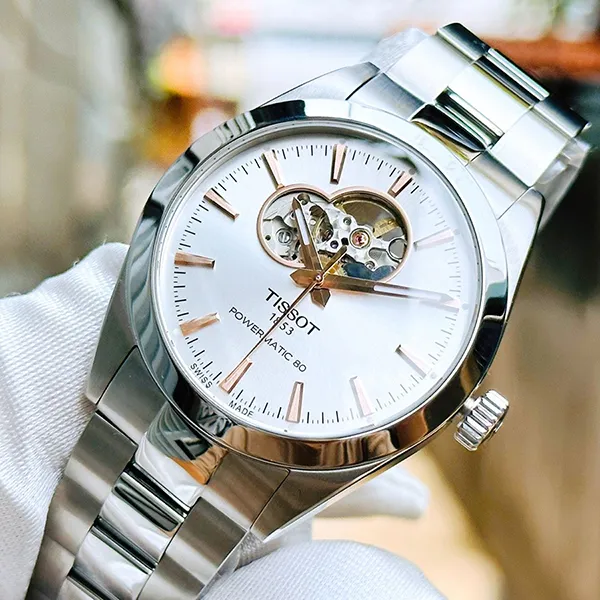 Đồng Hồ Nam Tissot Gentleman Powermatic 80h Open Heart T127.407.11.031.01 Màu Bạc
