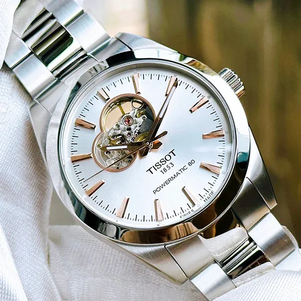 Đồng Hồ Nam Tissot Gentleman Powermatic 80h Open Heart T127.407.11.031.01 Màu Bạc