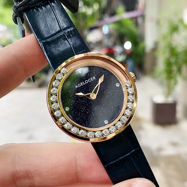 Đồng Hồ Nữ Agelocer Baikal 6604D6 36mm Màu Xanh Phối Vàng