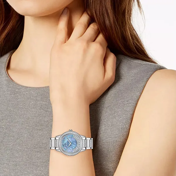 Đồng Hồ Nữ Bulova Turnstyle Quartz Watch 96L260 Màu Bạc/Xanh