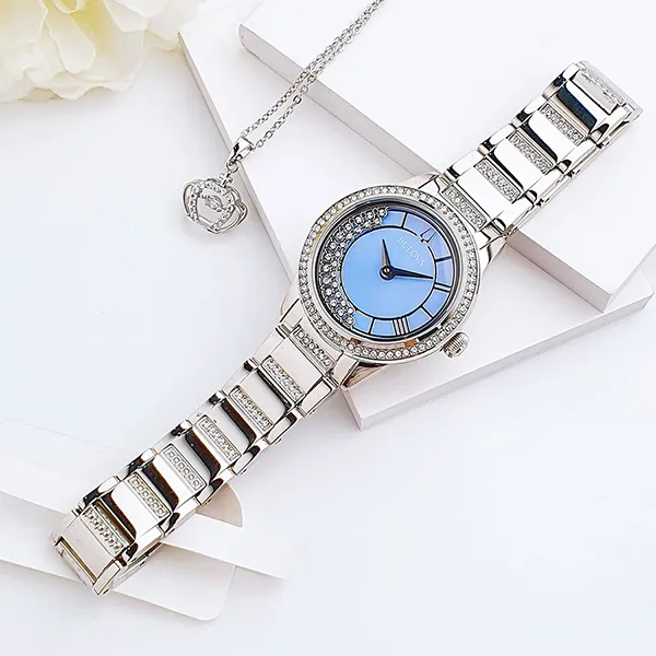 Đồng Hồ Nữ Bulova Turnstyle Quartz Watch 96L260 Màu Bạc/Xanh