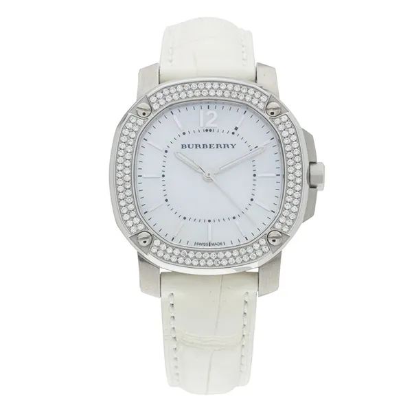 Đồng Hồ Nữ Burberry The Britain Diamonds Mother Of Pearl Dial White Leather Strap BBY1800 Màu Trắng - Đồng hồ - Vua Hàng Hiệu