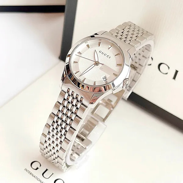 Đồng Hồ Nữ Gucci Timeless Quartz White Dial Silver Tone YA126501 27mm Màu Bạc - Đồng hồ - Vua Hàng Hiệu