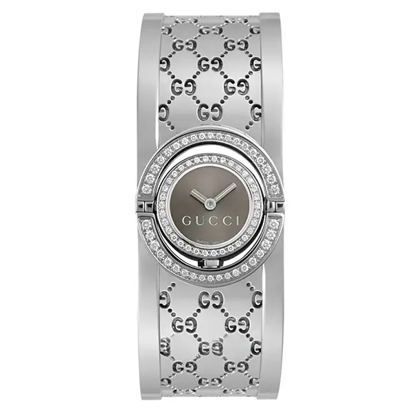 Đồng Hồ Nữ Gucci Twirl 112 Diamonds Brown Dial Silver Tone 17mm YA112504 Màu Bạc - Nâu