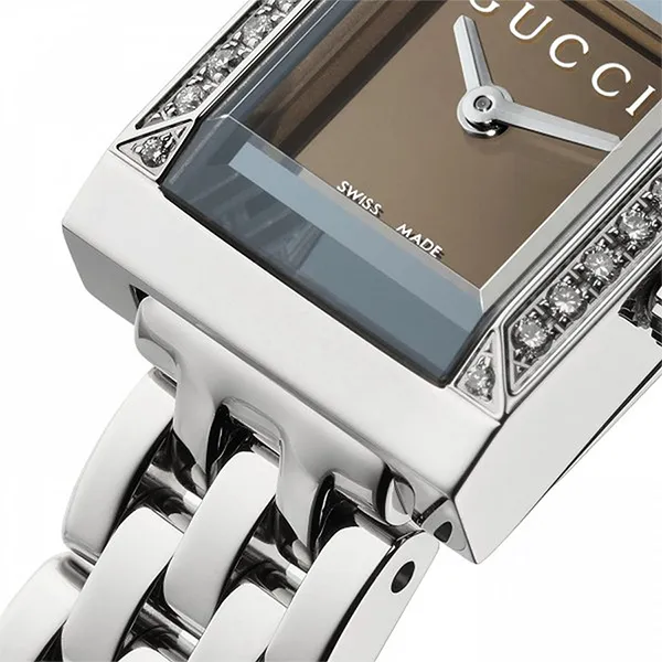 Đồng Hồ Nữ Gucci Women's G-Frame Square Silver Quartz Watch YA128508 Màu Bạc - Nâu - Đồng hồ - Vua Hàng Hiệu