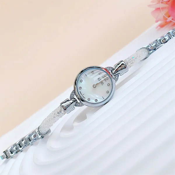 Đồng Hồ Nữ Kemil Swarovski Crystal Bangle Watch KM2401 Màu Bạc