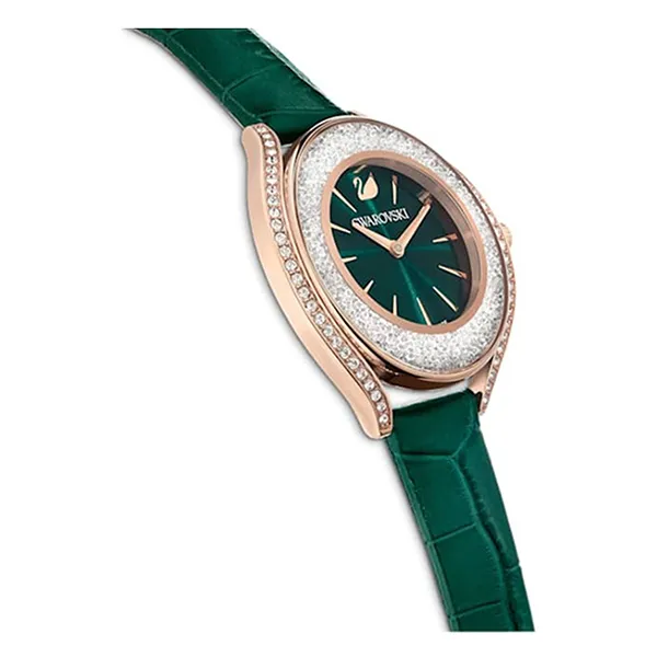 Đồng Hồ Nữ Swarovski Crystalline Aura Watch Swiss Made, Leather Strap, Green Rose Gold-Tone 5644078 Màu Xanh Lá - Đồng hồ - Vua Hàng Hiệu