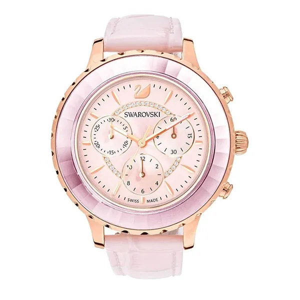 Đồng Hồ Nữ Swarovski Octea Lux Chrono Watch Leather Strap, Pink, Rose Gold Tone Watch 5452501 Màu Vàng Hồng - Đồng hồ - Vua Hàng Hiệu