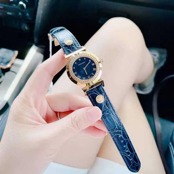 Đồng Hồ Nữ Versace Vanity Quartz Movement Blue Dial Ladies Watches, 35mm P5Q80D282 S282 Màu Xanh Vàng - Đồng hồ - Vua Hàng Hiệu
