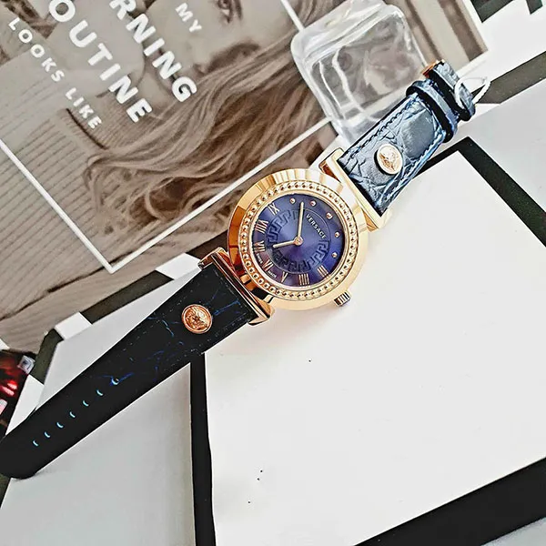 Đồng Hồ Nữ Versace Vanity Quartz Movement Blue Dial Ladies Watches, 35mm P5Q80D282 S282 Màu Xanh Vàng - Đồng hồ - Vua Hàng Hiệu
