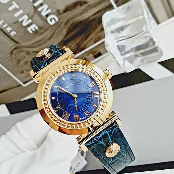 Đồng Hồ Nữ Versace Vanity Quartz Movement Blue Dial Ladies Watches, 35mm P5Q80D282 S282 Màu Xanh Vàng - Đồng hồ - Vua Hàng Hiệu