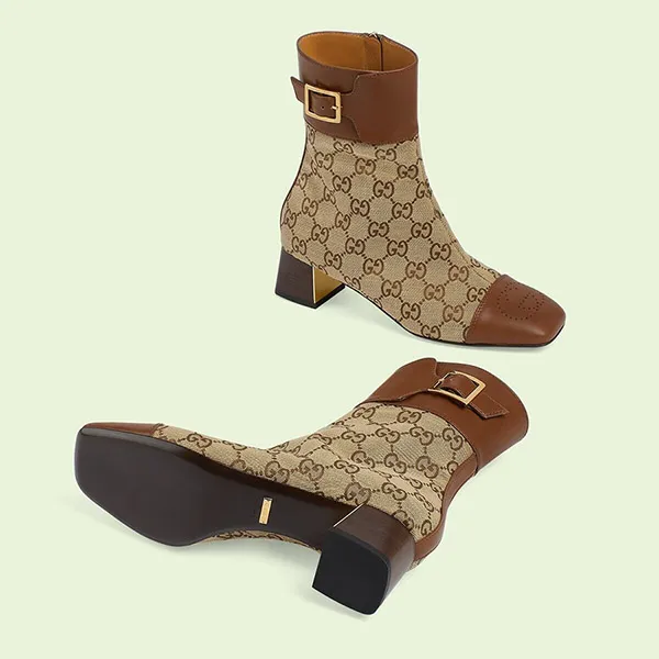 Giày Boot Nữ Gucci GG Canvas Ankle 70002321HH02582 Màu Nâu Size 35 - Giày - Vua Hàng Hiệu