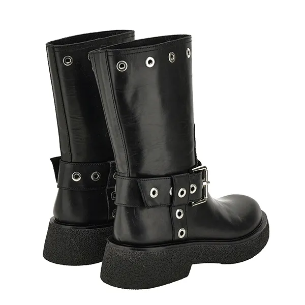 Giày Boot Nữ Versace Biker H.55 Calf Leather Eyelets 1015606 Màu Đen Size 35 - Giày - Vua Hàng Hiệu