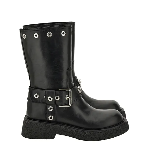 Giày Boot Nữ Versace Biker H.55 Calf Leather Eyelets 1015606 Màu Đen Size 35 - Giày - Vua Hàng Hiệu
