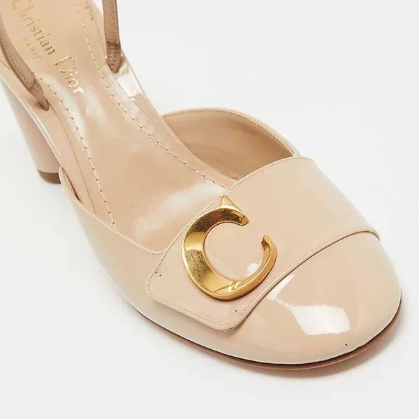 Giày Cao Gót Nữ Dior C'est 80 Patent Leather Slingback Pumps Màu Be Size 37 - Giày - Vua Hàng Hiệu