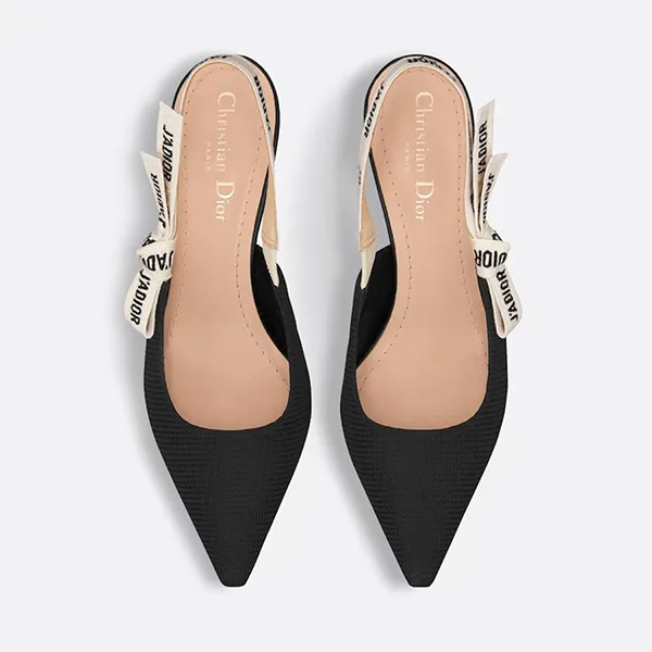Giày Cao Gót Nữ Dior J'Adior Slingback Pump in Black Technical Fabric Màu Đen Be Size 36