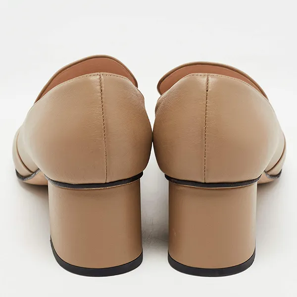 Giày Cao Gót Nữ Gucci Beige Leather Horsebit Block Heel Loafer Pumps Màu Be Size 34.5 - Giày - Vua Hàng Hiệu