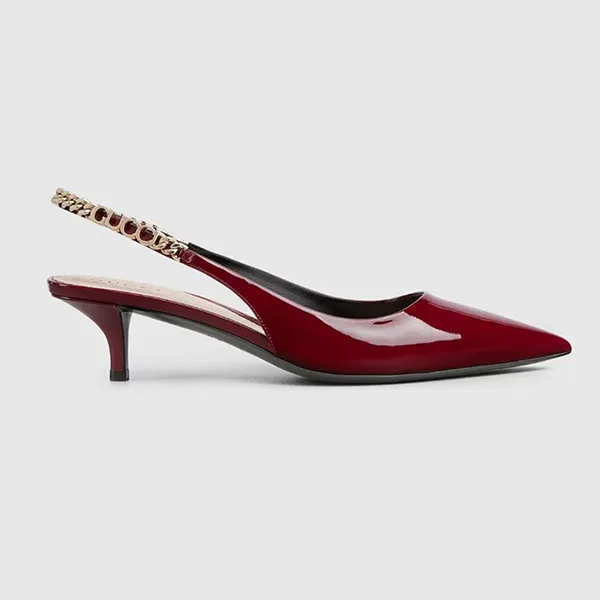 Giày Cao Gót Nữ Gucci Signoria Slingback Pump 782832 BNC80 6207 Màu Đỏ Size 36