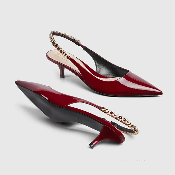 Giày Cao Gót Nữ Gucci Signoria Slingback Pump 782832 BNC80 6207 Màu Đỏ Size 36