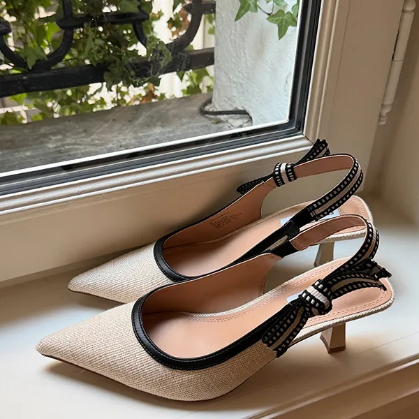 Giày Cao Gót Nữ Steve Madden Versali Pump Heel Cream Canvas Textile Màu Kem Size 8 US - Giày - Vua Hàng Hiệu