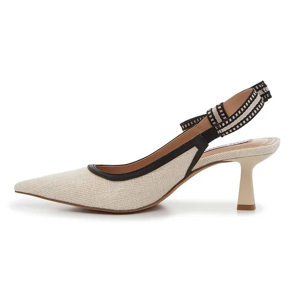 Giày Cao Gót Nữ Steve Madden Versali Pump Heel Cream Canvas Textile Màu Kem Size 8 US - Giày - Vua Hàng Hiệu