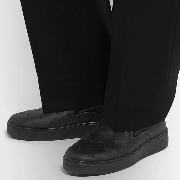 Giày Lười Nam Bottega Veneta Dodger Intrecciato Leather Slip-On Sneakers Màu Đen Size 40.5 - Giày - Vua Hàng Hiệu