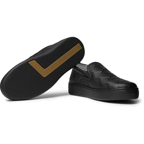 Giày Lười Nam Bottega Veneta Dodger Intrecciato Leather Slip-On Sneakers Màu Đen Size 40.5 - Giày - Vua Hàng Hiệu