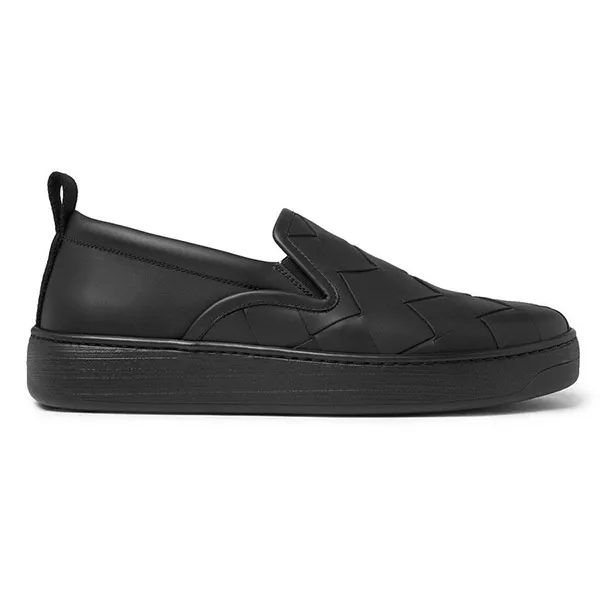 Giày Lười Nam Bottega Veneta Dodger Intrecciato Leather Slip-On Sneakers Màu Đen Size 40.5 - Giày - Vua Hàng Hiệu