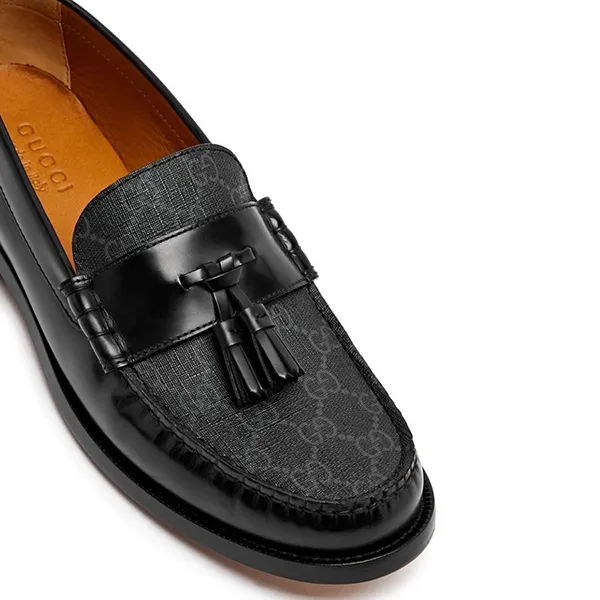 Giày Lười Nam Gucci GG Supreme Tassel Moccasin Loafers Leather Black Màu Đen Size 39 - Giày - Vua Hàng Hiệu