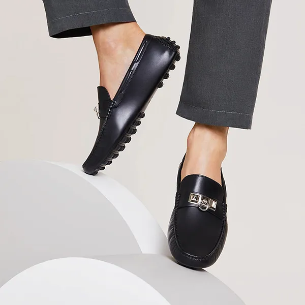 Giày Lười Nam Hermès Mocassins Irving H141251ZH02390 Màu Đen Size 40