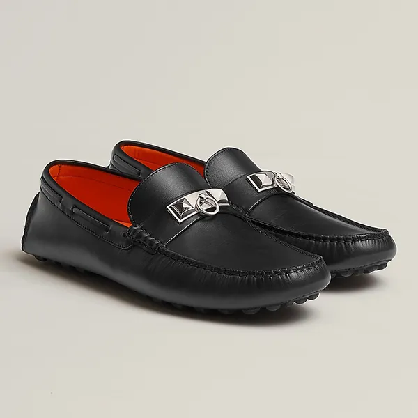 Giày Lười Nam Hermès Mocassins Irving H141251ZH02390 Màu Đen Size 40