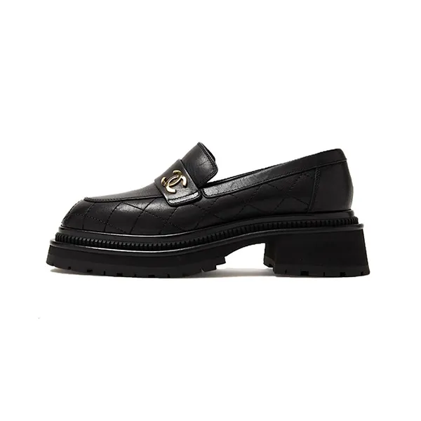 Giày Lười Nữ Chanel Loafers Women's Black Màu Đen Size 38