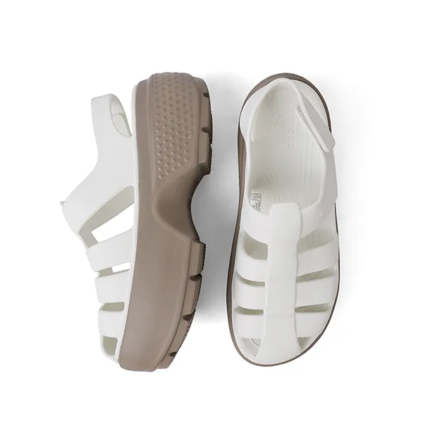 Giày Crocs Nữ Stomp Fisherman Woman Sandal - White Almond Tint, Lightweight Flexible 360-Degree Comfort Màu Trắng Size 36 - Dép - Vua Hàng Hiệu