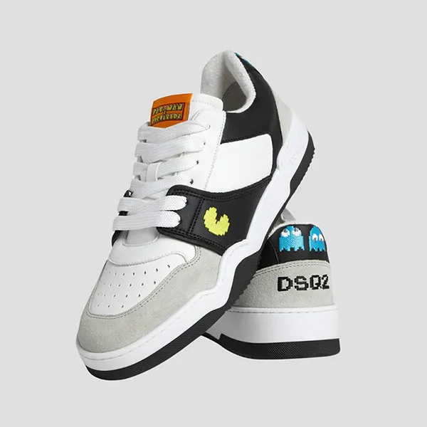 Giày Sneaker Nam Dsquared2 x Pac Man In White SNW0328 01501276 M1365 Màu Đen Trắng Size 39 - Giày - Vua Hàng Hiệu