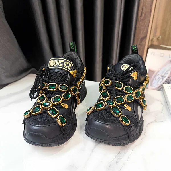 Giày Sneaker Nữ Gucci X Sega Mesh Suede Calfskin Cristalli Rimovibili Flashtrek Màu Đen Size 35 - Giày - Vua Hàng Hiệu