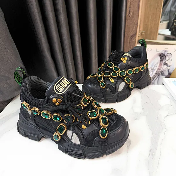 Giày Sneaker Nữ Gucci X Sega Mesh Suede Calfskin Cristalli Rimovibili Flashtrek Màu Đen Size 35 - Giày - Vua Hàng Hiệu