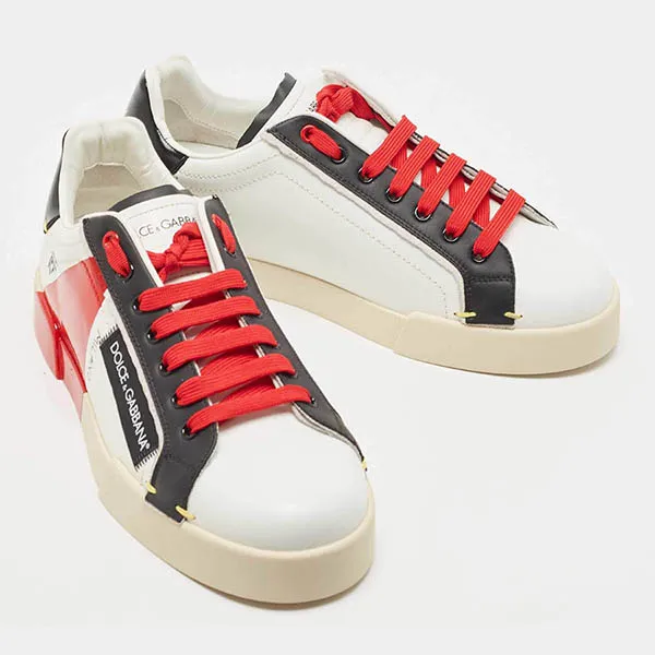 Giày Thể Thao Nam Dolce & Gabbana Multicolor Leather 1984 Milano Sneakers Màu Trắng - Đỏ Size 39