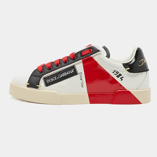 Giày Thể Thao Nam Dolce & Gabbana Multicolor Leather 1984 Milano Sneakers Màu Trắng - Đỏ Size 39