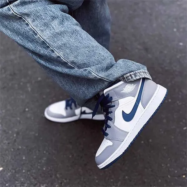 Giày Thể Thao Nam Nike Air Jordan 1 Mid GS True Blue Cement DQ8423-014 Màu Xanh Trắng Size 38.5 - Giày - Vua Hàng Hiệu