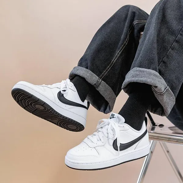 Giày Thể Thao Nike Court Borough Low 2 GS White Black Shoes BQ5448-104 Màu Trắng - Đen Size 35.5 - Giày - Vua Hàng Hiệu