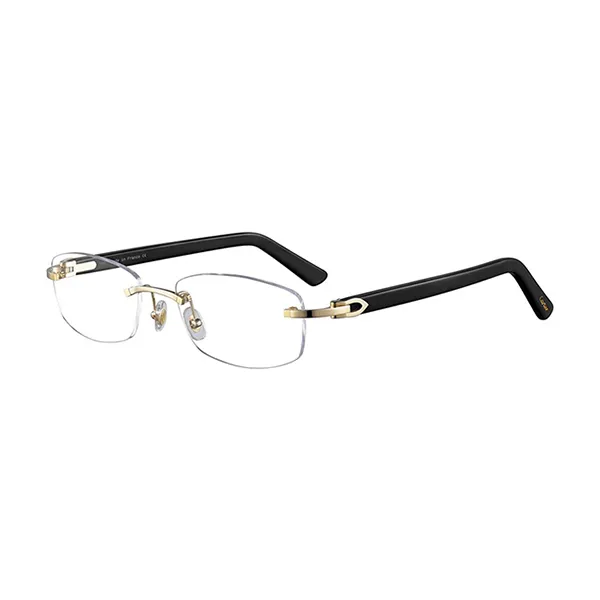 Gọng Kính Unisex Cartier Signature C Glasses CT0048O 002 Màu Đen Vàng - Kính mắt - Vua Hàng Hiệu