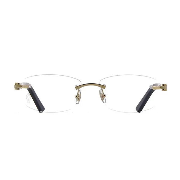 Gọng Kính Unisex Cartier Signature C Glasses CT0048O 002 Màu Đen Vàng - Kính mắt - Vua Hàng Hiệu
