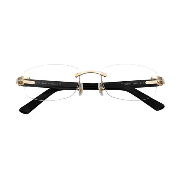 Gọng Kính Unisex Cartier Signature C Glasses CT0048O 002 Màu Đen Vàng - Kính mắt - Vua Hàng Hiệu